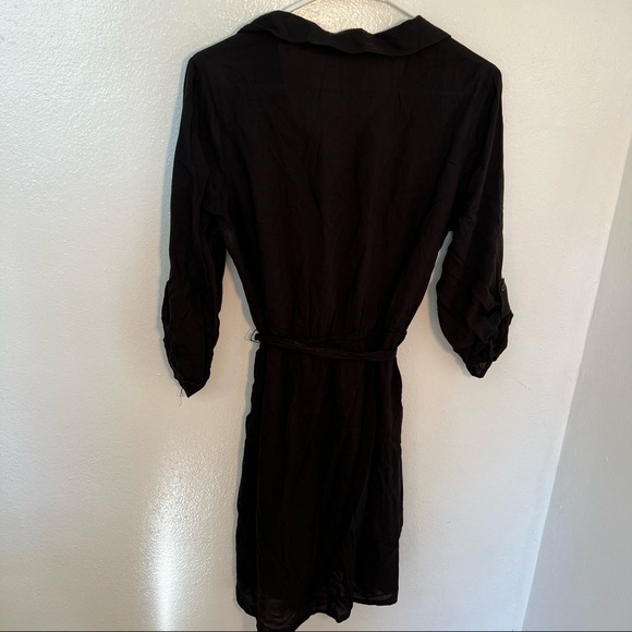 Faded Glory Half Button Shirt Dress Black - Picture 8 of 11